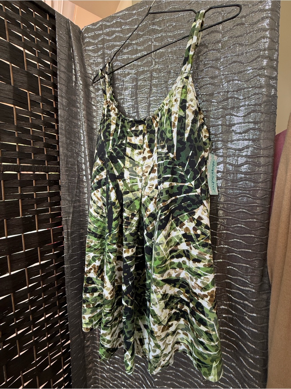Shape Solver by Penbrooke Pleated Front Swim Dress - Wild Leaf Size 16 NWT